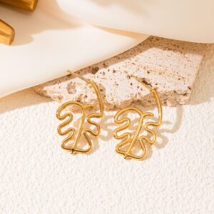 Aretes "Baby Monstera" en Acero Inoxidable de Titanio
