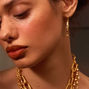 Aretes "Pesca" en Acero Inoxidable y chapado en Oro de 18K