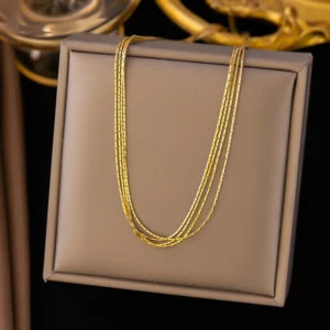 Alternative view of Collar "Nest" en Acero Inoxidable y Chapado en Oro de 18K