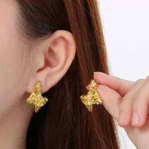 Alternative view of Aretes "Papir" en Acero Inoxidable Dorado
