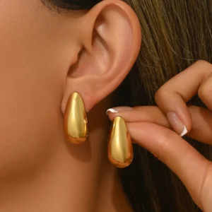 Alternative view of Aretes "Tear" en Acero Inoxidable Dorado