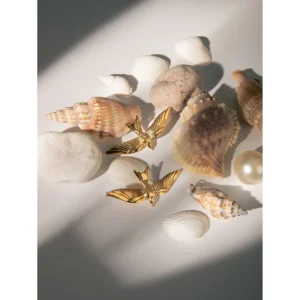 Alternative view of Aretes "Bird" en Acero Inoxidable y Chapado en Oro de 18K