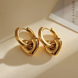 Alternative view of Aretes con Colgante de Corazón en Acero Inoxidable de Titanio