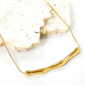 Alternative view of Collar "Bamboo" en Acero Inoxidable y Chapado en Oro de 18K