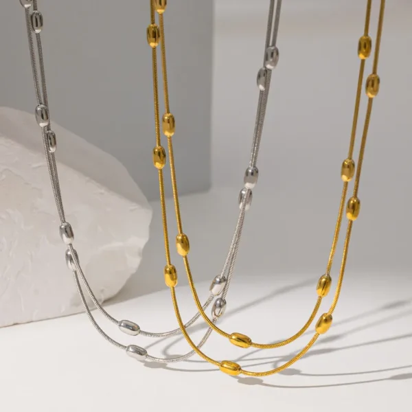 Collar Multicadena «Pods» Color Plata en Acero Inoxidable - Imagen 2