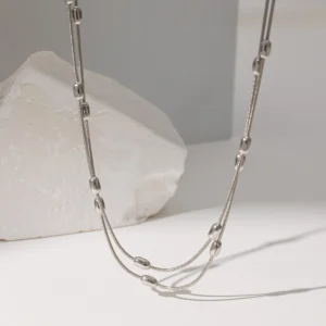 Collar Multicadena «Pods» Color Plata en Acero Inoxidable