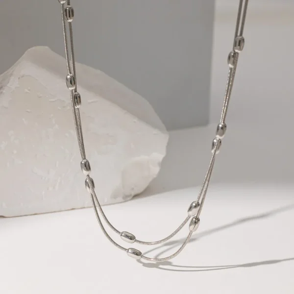Collar Multicadena «Pods» Color Plata en Acero Inoxidable