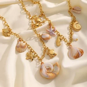 Alternative view of Collar "Vacances"en Acero Inoxidable y Chapado en Oro de 18K