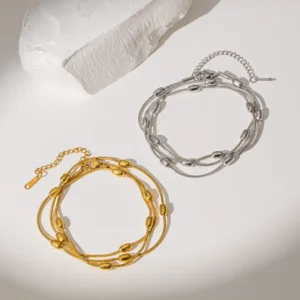Alternative view of Pulsera Multicadena "Pods" en Acero Inoxidable Dorado