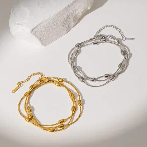 Pulsera Multicadena "Pods" en Acero Inoxidable Dorado - Imagen 2