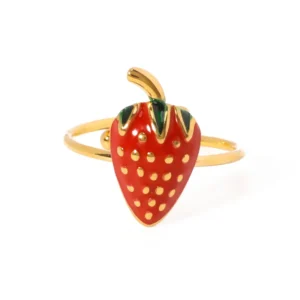 Anillo "Strawberry" en Acero Inoxidable y Chapado en Oro de 18K