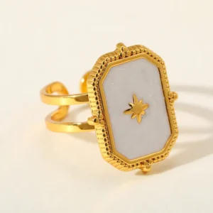 Anillo "Odette" en Acero Inoxidable y Chapado en Oro de 18K