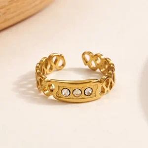 Anillo "Belt" en Acero Inoxidable y Chapado en Oro