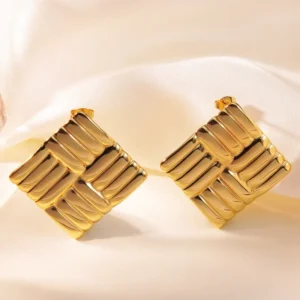 Aretes "Zen Garden" en Acero Inoxidable Dorado
