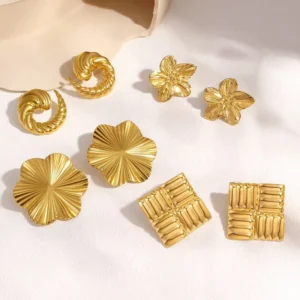 Alternative view of Aretes "Zen Garden" en Acero Inoxidable Dorado