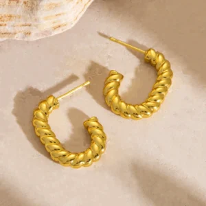 Arracadas "Rope" en Acero Inoxidable Dorado