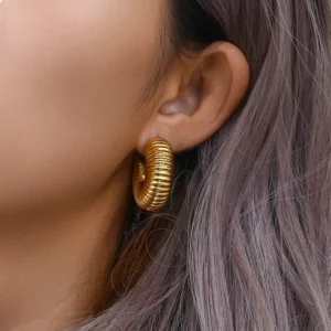 Aretes Chunky en Acero Inoxidable Dorado