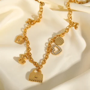 Alternative view of Collar "Just a Girl" con Charms en Acero Inoxidable y Chapado en Oro de 18K