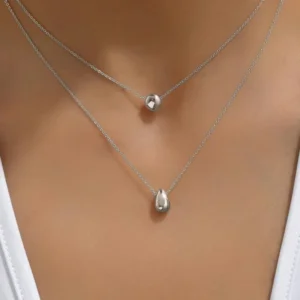 Collar de Cadena Doble en Acero Inoxidable Color Plata