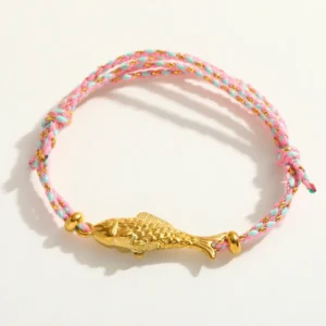 Pulsera "Fish on a String"en Acero Inoxidable y Chapado en Oro de 18K-Rosa