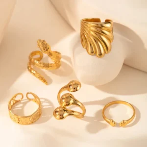 Alternative view of Anillo"Pawns"en Acero Inoxidable Dorado