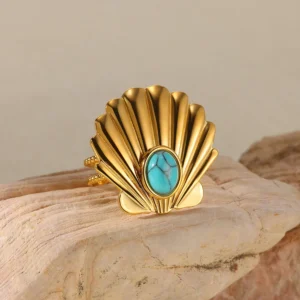 Alternative view of Anillo "Ariel" en Acero Inoxidable y Chapado en Oro