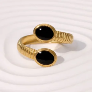 Anillo "Ouroboros" en Acero Inoxidable Dorado y Chapado en Oro de 18K