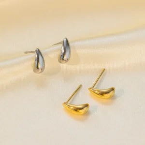 Alternative view of Aretes "Tear" en Acero Inoxidable Dorado