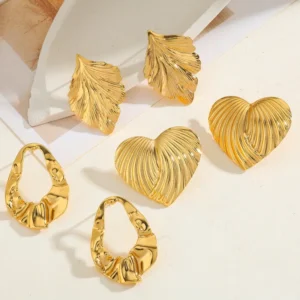 Alternative view of Aretes "Óvalo" en Acero Inoxidable Dorado