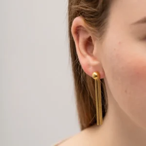 Aretes Largos en Acero Inoxidable Dorado y Chapados en Oro de 18K