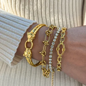 Alternative view of Brazalete "Leopard" en Acero inoxidable Dorado