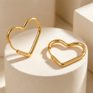 Alternative view of ARRACADAS "HEART" EN ACERO INOXIDABLE Y CHAPADO EN ORO DE 18K