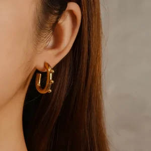 Arrracadas "TriDot" en Acero Inoxidable y Chapado en Oro de 14K