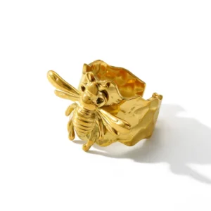 Anillo "Polen" en Acero Inoxidable y Chapado en Oro de 18K