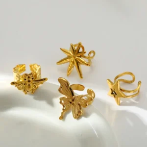 Alternative view of Anillo "Polen" en Acero Inoxidable y Chapado en Oro de 18K