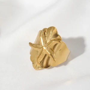 Alternative view of Anillo "Côte" en Acero Inoxidable y Chapado en Oro de 18K