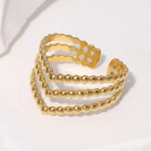 Anillo en Acero Inoxidable y Chapado en Oro de 18K