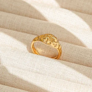 Anillo "Stone" en Acero Inoxidable y Chapado en Oro de 18K