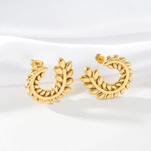 Aretes "Laureles"  en Acero Inoxidable y Chapado en Oro de 18K