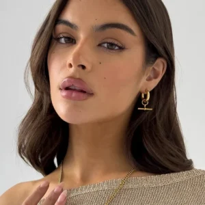 Arracadas "Suspendidas"en Acero Inoxidable y Chapado en Oro de 18K