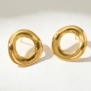 Aretes "Circle" en Acero Inoxidable y Chapado en Oro de 18K