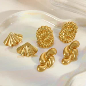 Alternative view of Aretes "Cloud" en Acero Inoxidable Dorado