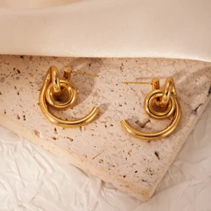 Aretes "Engine" en Acero Inoxidable y Chapado en Oro de 18K