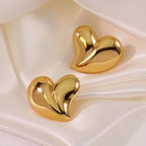 Aretes de Corazón en Acero Inoxidable Dorado