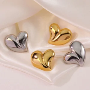 Alternative view of Aretes de Corazón en Acero Inoxidable Dorado