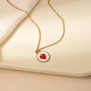 Collar "Berry Candy" Acero Inoxidable y Chapado en Oro de 18K