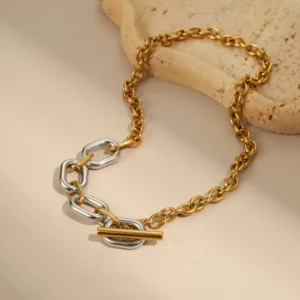 Collar "Glam Rock" en Acero Inoxidable y Chapado en Oro de 18K