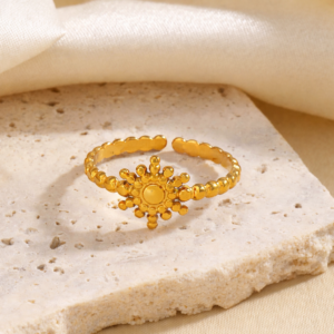 Anillo "Solare" en Acero Inoxidable y Chapado en Oro de 18K
