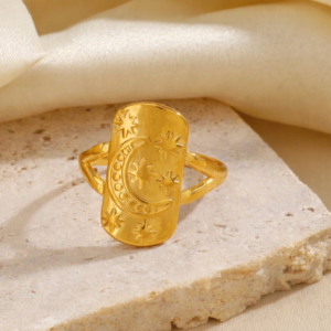 Anillo "Estrellas" en Acero Inoxidable y Chapado en Oro de 18K