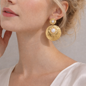 Alternative view of Aretes "Disk"en Acero Inoxidable Dorado